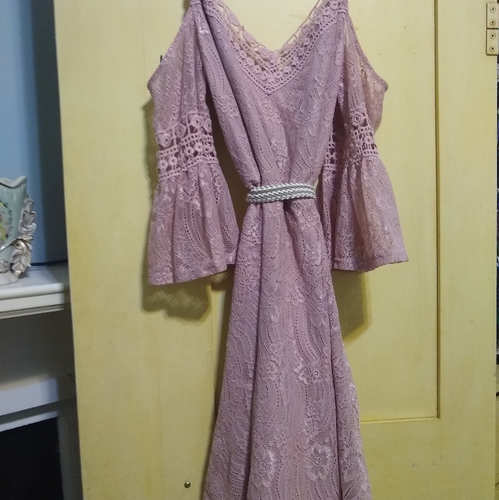 Pink lace western dress